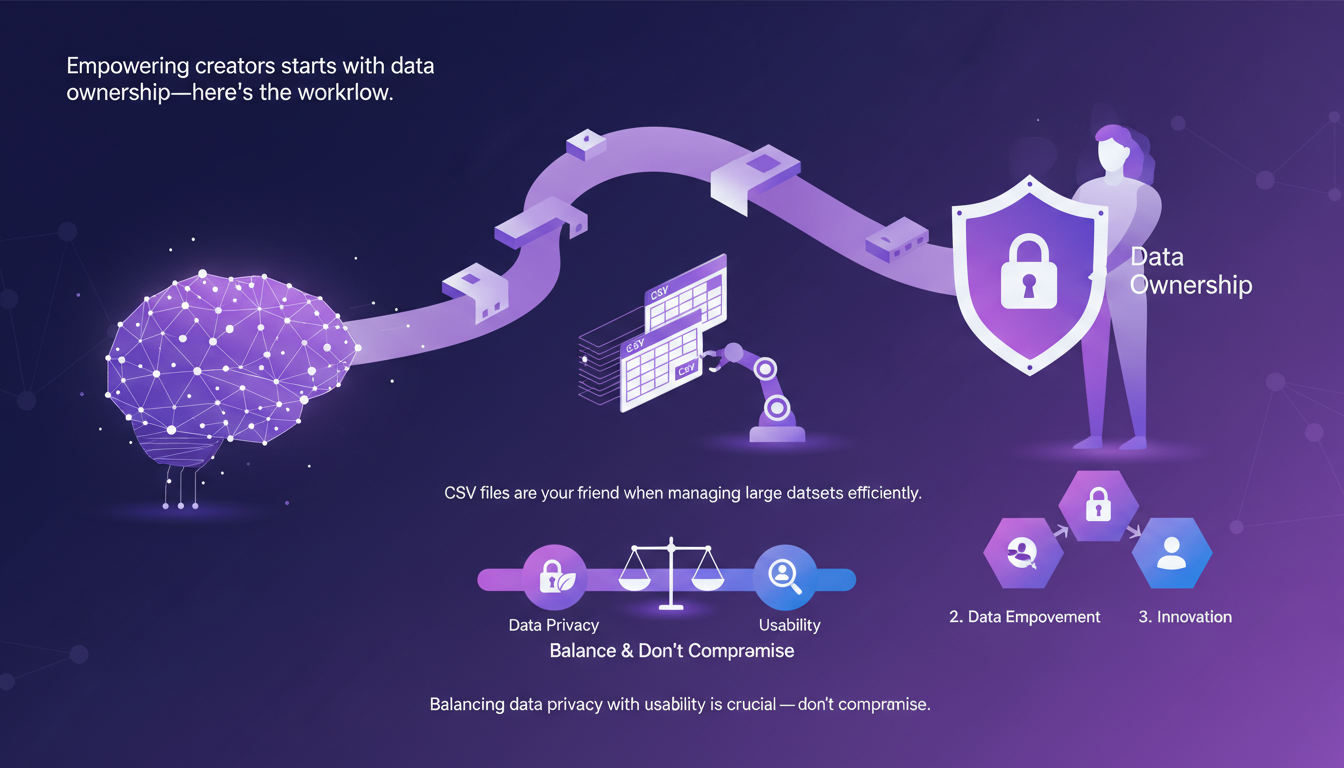 Modern illustration of user data ownership and creator empowerment with geometric shapes and gradients, highlighting AI technology.