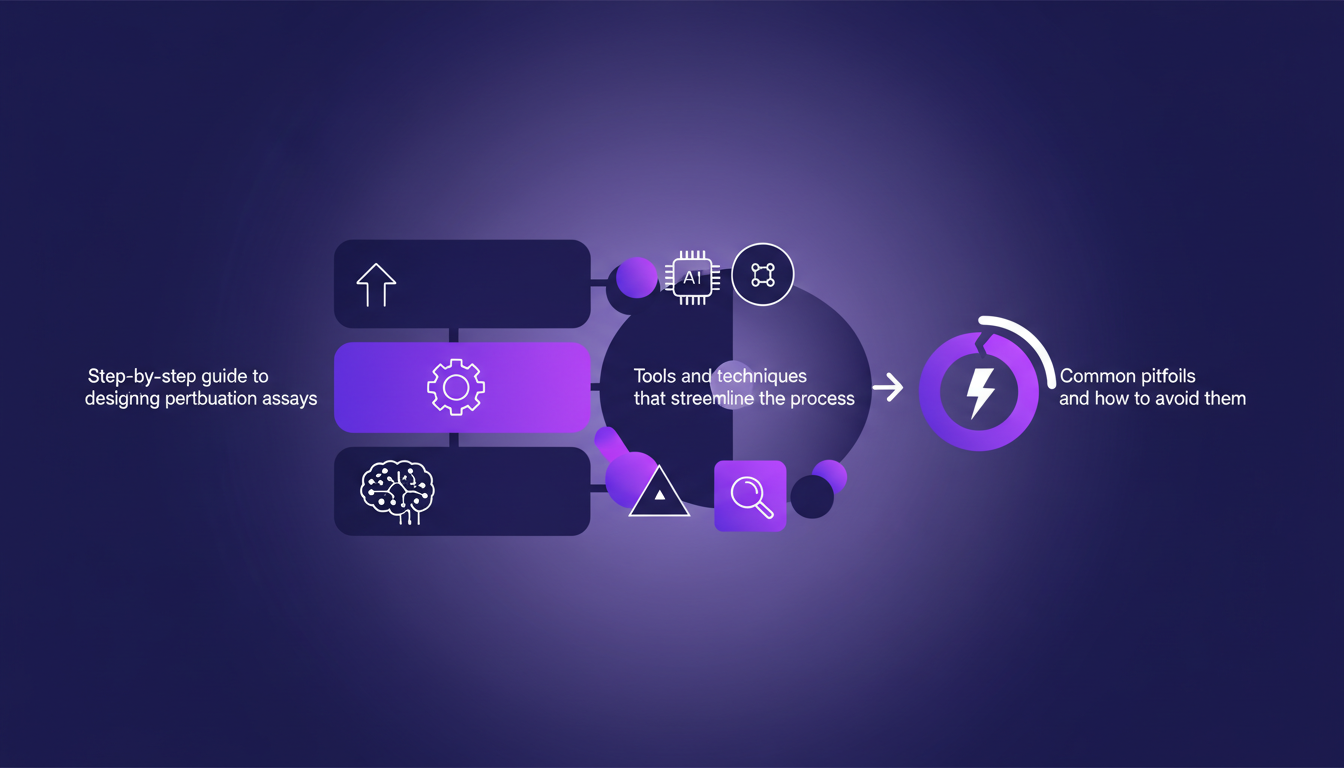 Illustration moderne de la conception d'un essai de perturbation, guide étape par étape, outils, techniques, pièges à éviter.
