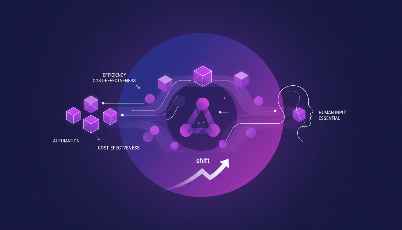 Illustration moderne de Vercel et l'évolution vers une base utilisateur bots/agents, soulignant l'efficacité et l'équilibre humain-automatisation.