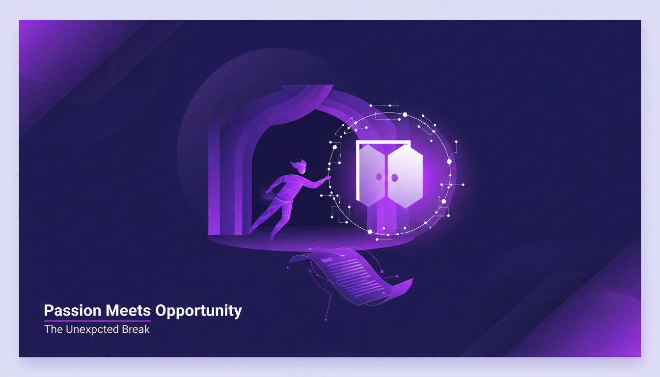 Modern theater illustration with geometric shapes, depicting passion and unexpected opportunities in the acting field.