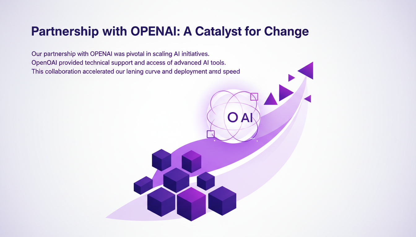 Modern minimalist illustration of partnership with OpenAI, symbolizing an innovative collaboration to accelerate AI initiatives.