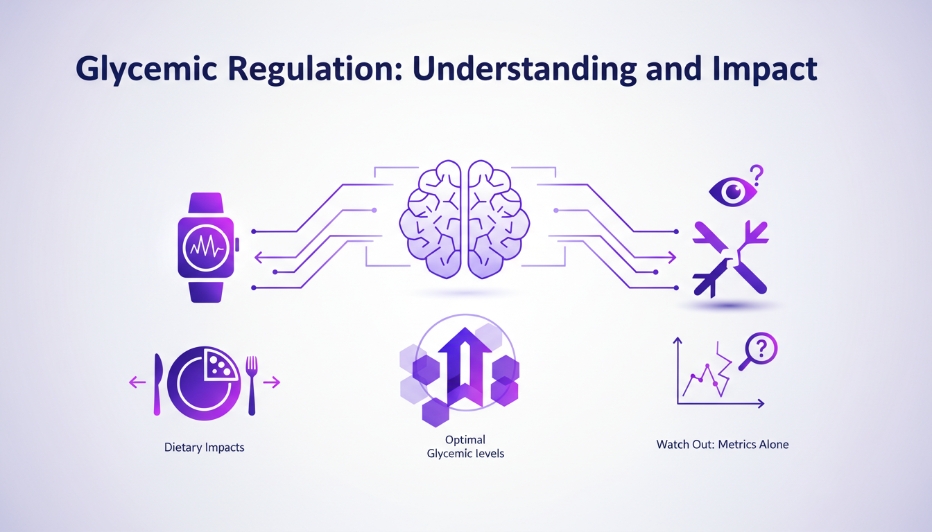 Modern illustration of glycemic regulation using geometric shapes and gradients, highlighting dietary impact on blood sugar levels.