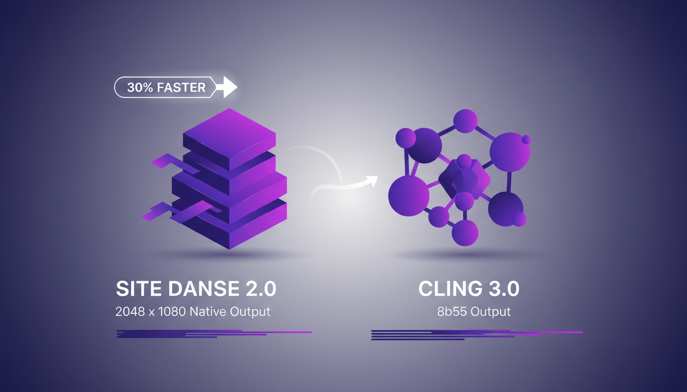 Modern illustration comparing Seedance AI 2.0 and Cling 3.0, highlighting Seedance AI 2.0's speed and superior resolution capabilities.