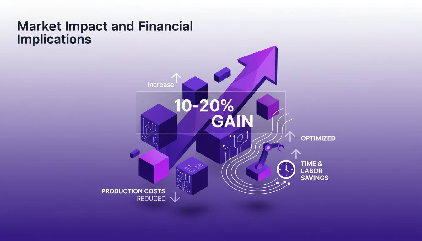 Modern illustration of market impact and financial implications featuring geometric shapes and gradients, highlighting AI technology relevance.