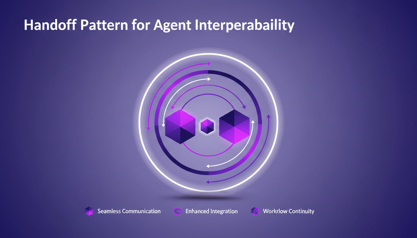 Illustration moderne du modèle de transfert pour l'interopérabilité des agents, intégration fluide des systèmes IA.