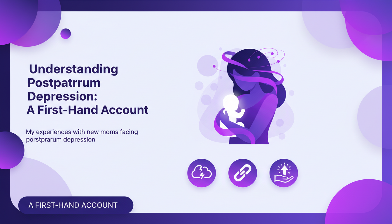 Modern illustration of postpartum depression with geometric shapes and gradients, highlighting challenges and support for new mothers.