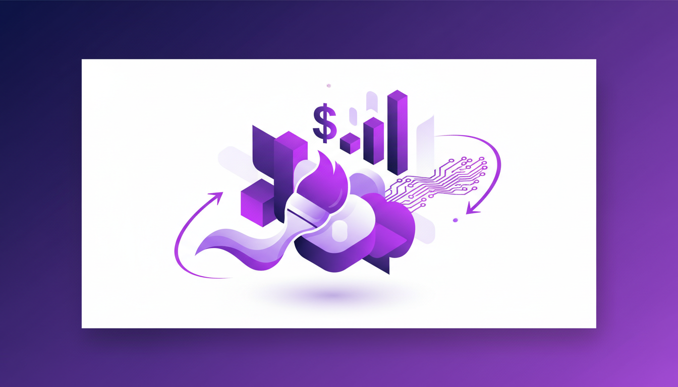 Modern illustration of art as passion and profession, balancing passion with financial stability, featuring geometric shapes and gradient overlays.