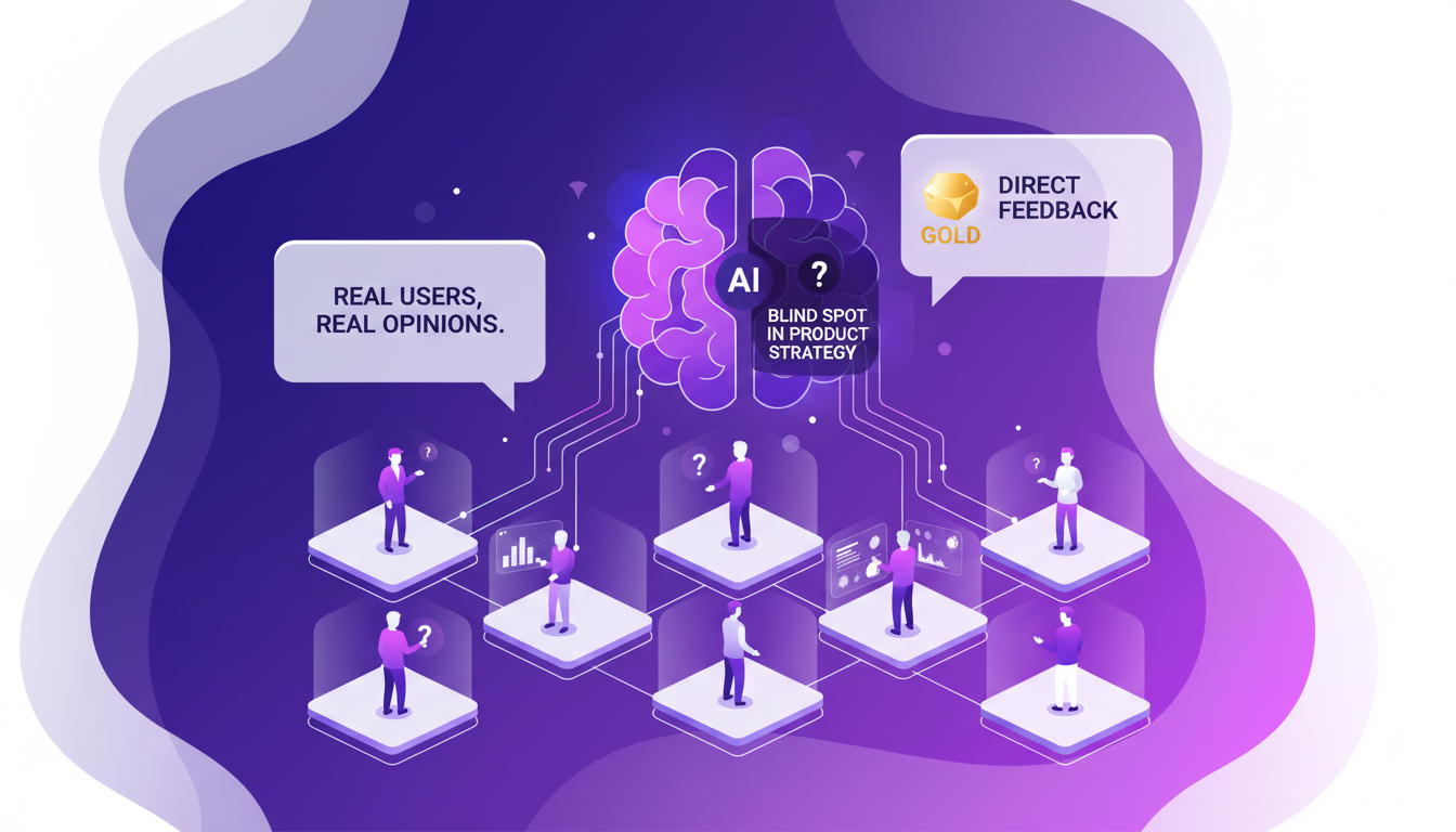 Modern illustration of feedback mechanisms at CES, highlighting direct attendee reactions on product strategies, using AI technology themes.