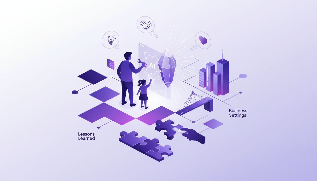 Modern illustration of personal connection, involving my daughter in a professional project with AI elements.