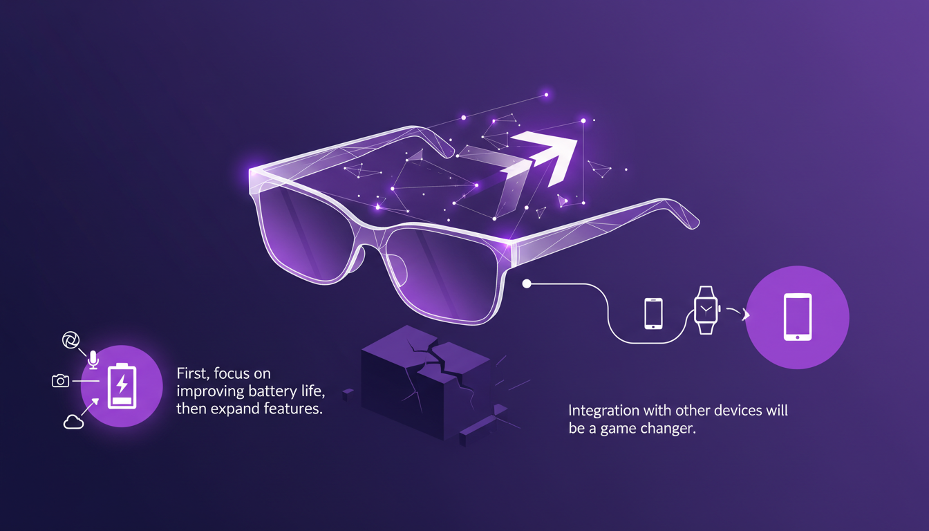 Modern illustration of smart glasses integrated with devices, symbolizing the promising future of AI technology.
